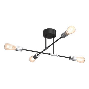Люстра на штанзі FLAME 4xE27/60W/230V чорний/глянцевий хром