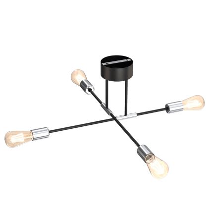 Люстра на штанзі FLAME 4xE27/60W/230V чорний/глянцевий хром