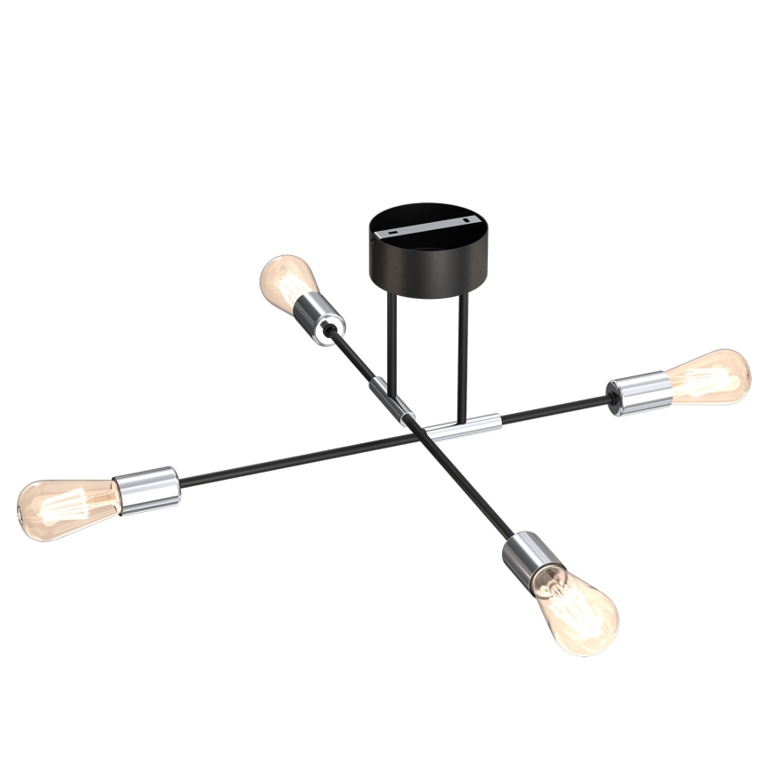 Люстра на штанзі FLAME 4xE27/60W/230V чорний/глянцевий хром