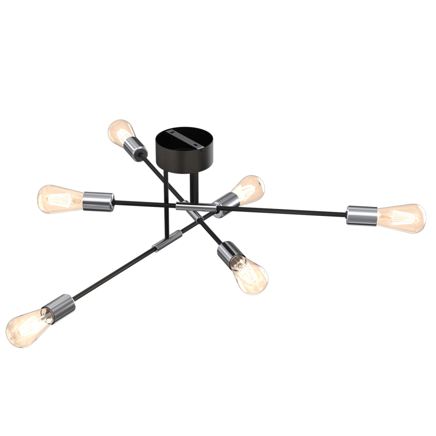 Люстра на штанзі FLAME 6xE27/60W/230V чорний/глянцевий хром