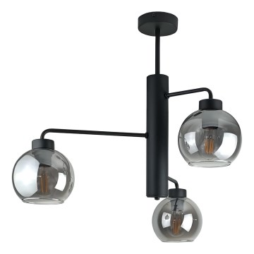Люстра на штанзі FLEX 3xE27/60W/230V чорний/димчастий чорний