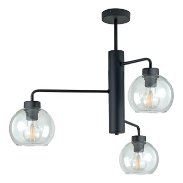 Люстра на штанзі FLEX 3xE27/60W/230V чорний/прозорий