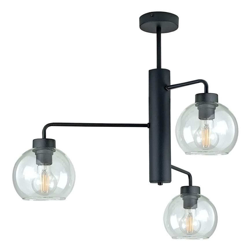 Люстра на штанзі FLEX 3xE27/60W/230V чорний/прозорий