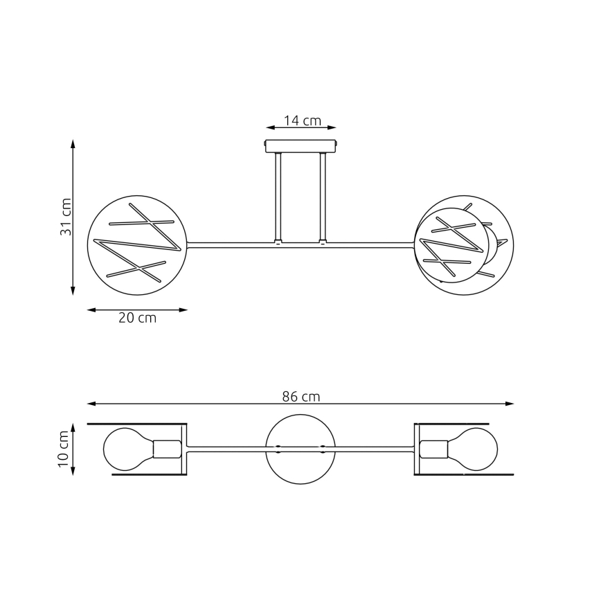 Люстра на штанзі FRICK 2xE27/15W/230V чорний