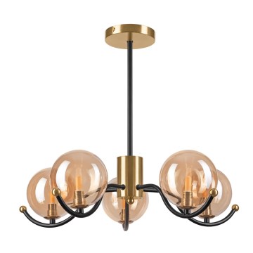 Люстра на штанзі GEORGIA 5xG9/5W/230V золотий/димчастий бежевий