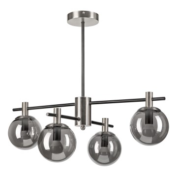 Люстра на штанзі LILOU 4xE14/5W/230V матовий хром/димчастий