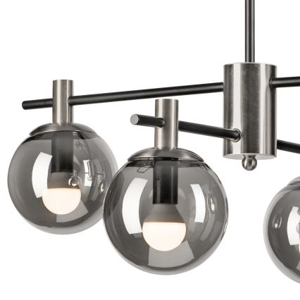 Люстра на штанзі LILOU 4xE14/5W/230V матовий хром/димчастий