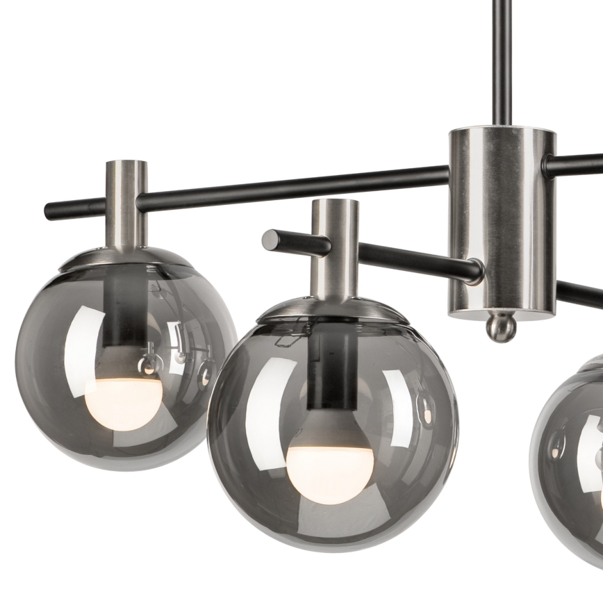 Люстра на штанзі LILOU 4xE14/5W/230V матовий хром/димчастий