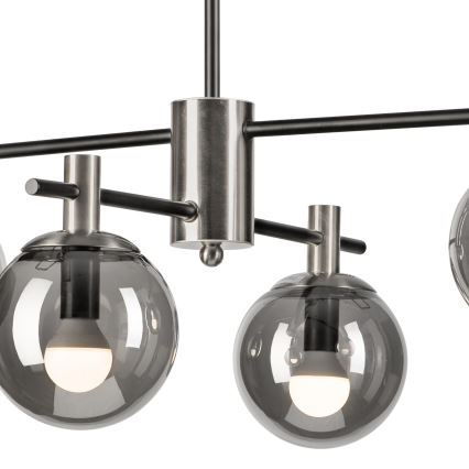 Люстра на штанзі LILOU 4xE14/5W/230V матовий хром/димчастий