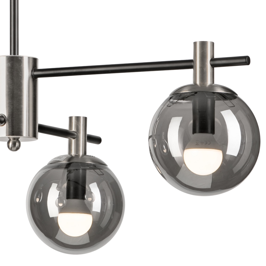 Люстра на штанзі LILOU 4xE14/5W/230V матовий хром/димчастий