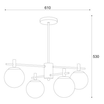 Люстра на штанзі LILOU 4xE14/5W/230V матовий хром/димчастий