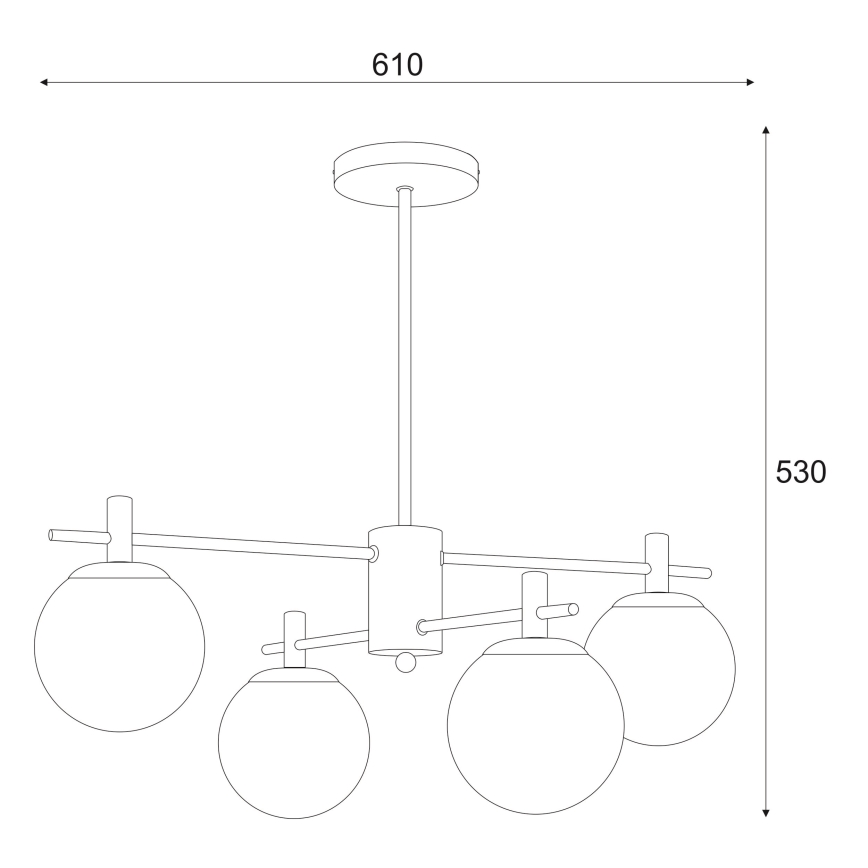 Люстра на штанзі LILOU 4xE14/5W/230V матовий хром/димчастий