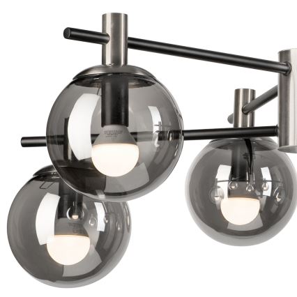 Люстра на штанзі LILOU 6xE14/5W/230V матовий хром/димчастий