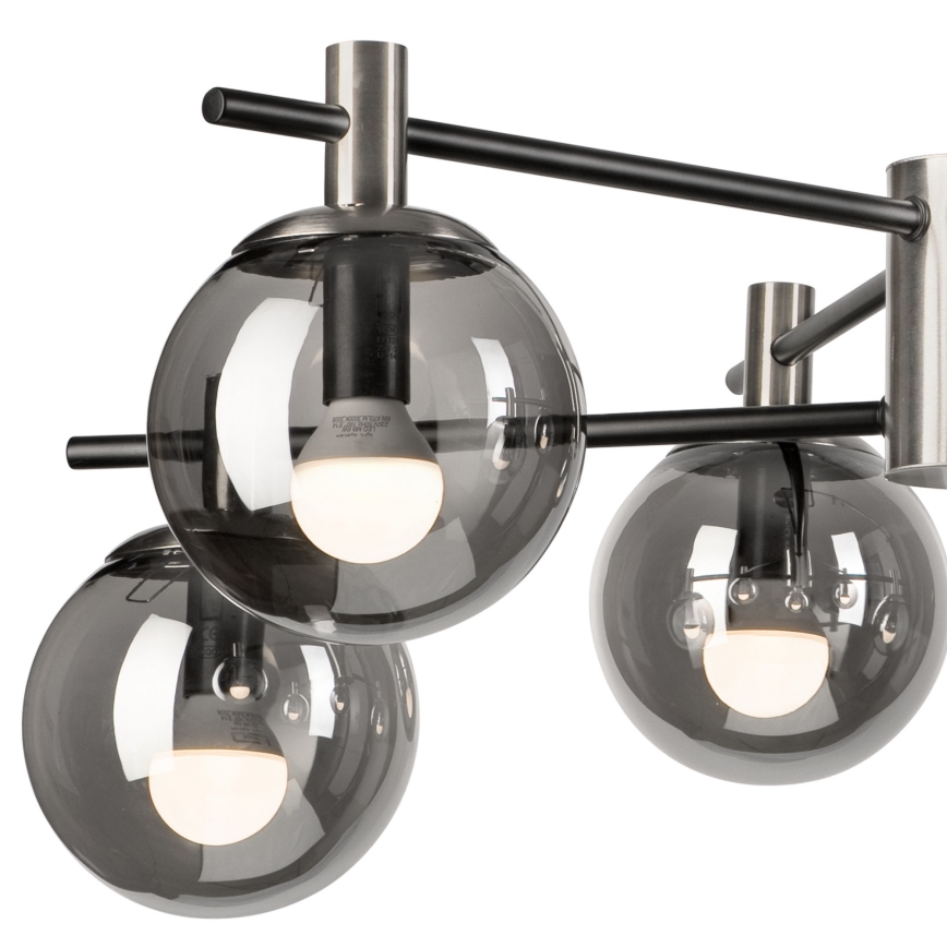 Люстра на штанзі LILOU 6xE14/5W/230V матовий хром/димчастий