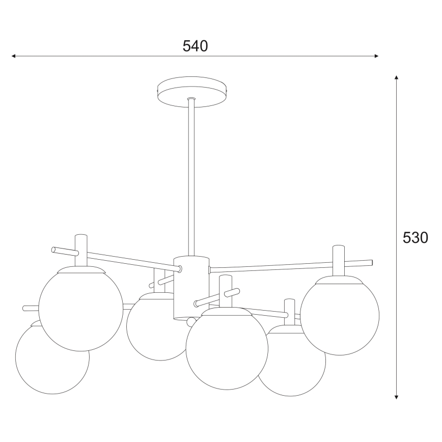 Люстра на штанзі LILOU 6xE14/5W/230V матовий хром/димчастий