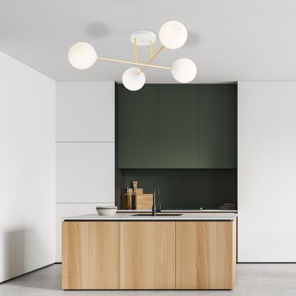 Люстра на штанзі MAGNUM 4xE14/10W/230V білий/золотий