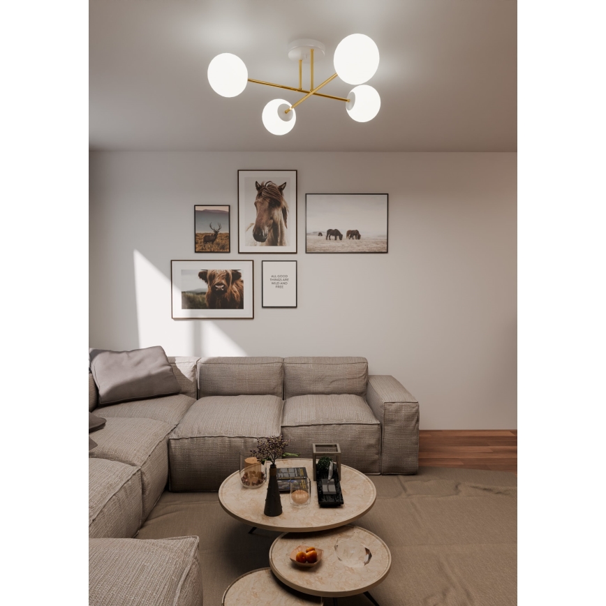 Люстра на штанзі MAGNUM 4xE14/10W/230V білий/золотий