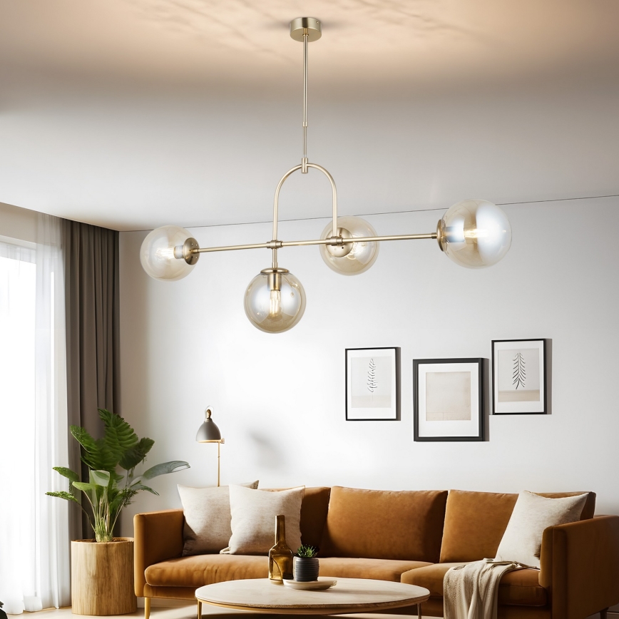 Люстра на штанзі POLINO 4xE27/40W/230V золота