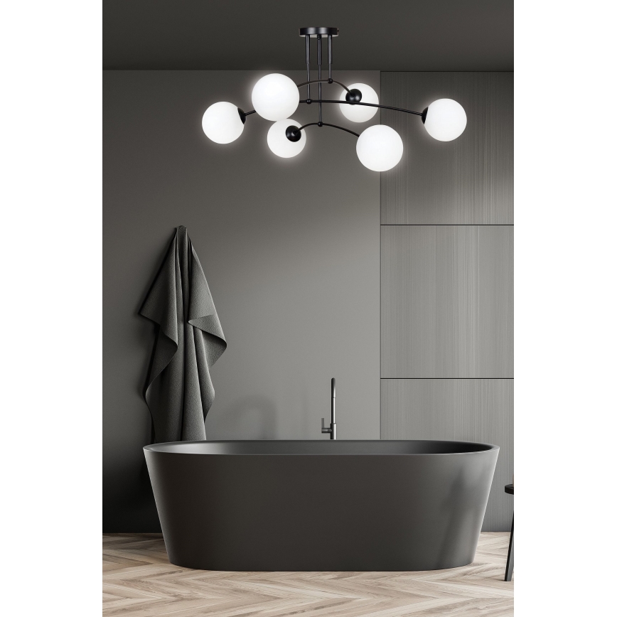 Люстра на штанзі PREGOS 6xE14/10W/230V чорний/білий