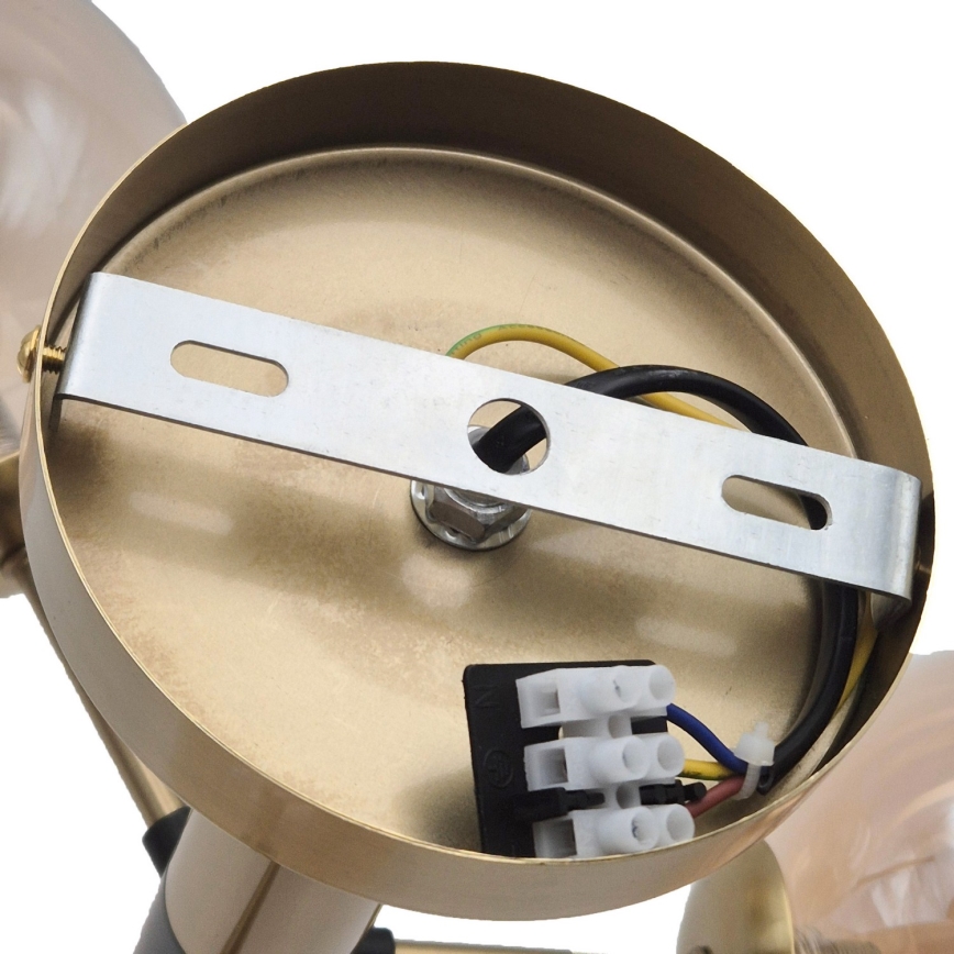 Люстра на штанзі ROLLO 5xE14/5W/230V золотий/димчастий бежевий