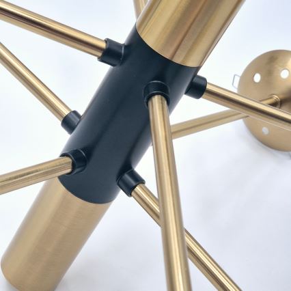 Люстра на штанзі ROLLO 8xE14/5W/230V золотий/димчастий бежевий