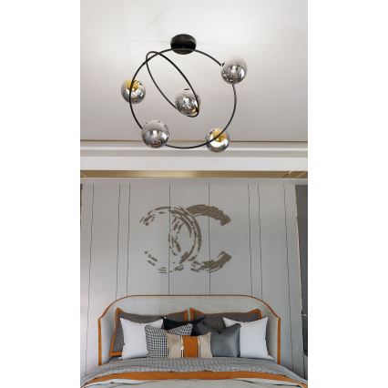 Люстра на штанзі STARDOM 5xE14/10W/230V чорний/сірий