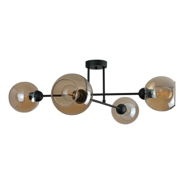 Люстра на штанзі VASCO 4xE27/60W/230V чорний/димчастий бежевий