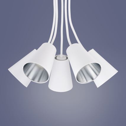 Люстра на штанзі WIRE 5xE27/15W/230V білий/срібний