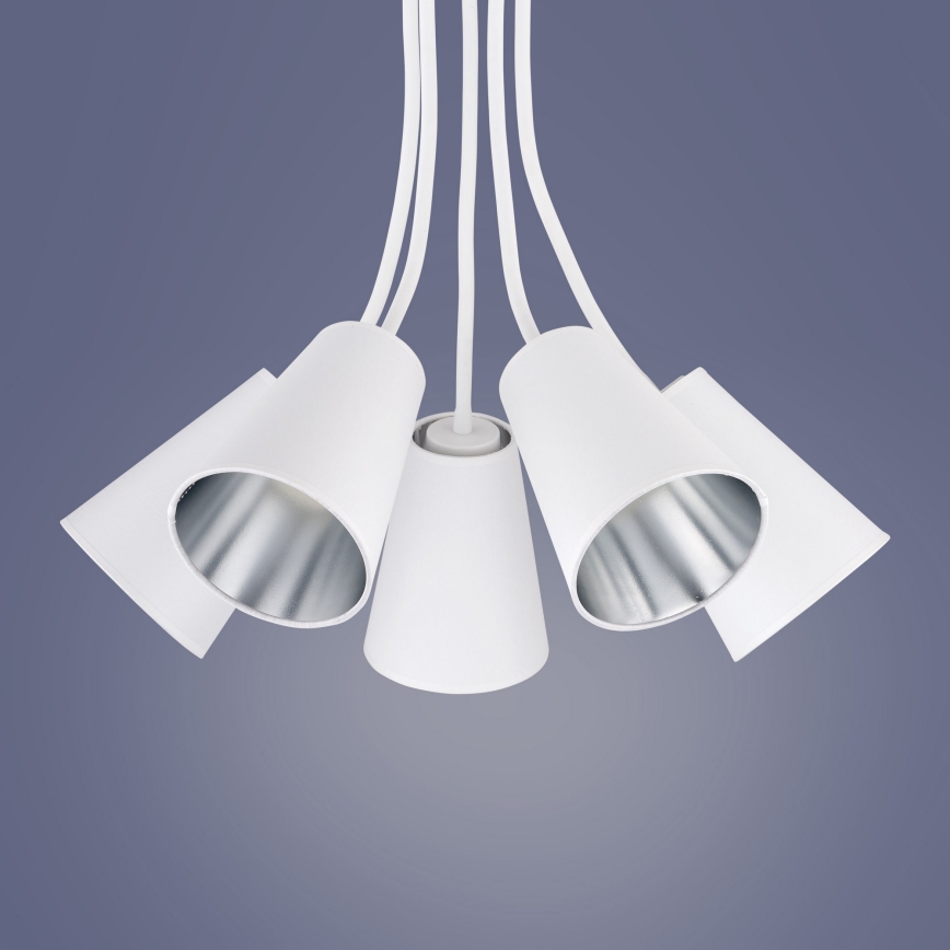 Люстра на штанзі WIRE 5xE27/15W/230V білий/срібний