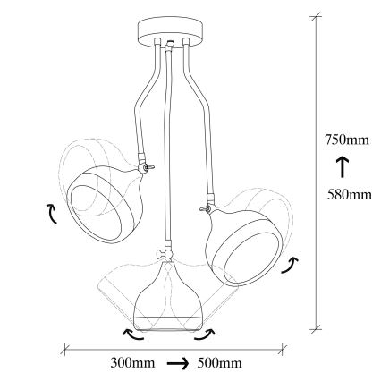 Люстра на штанзі YILDO 3xE27/40W/230V чорна/мідна