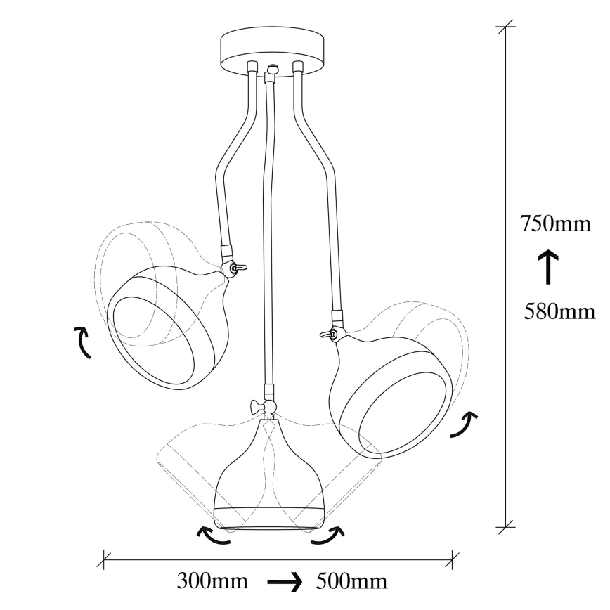 Люстра на штанзі YILDO 3xE27/40W/230V чорна/мідна