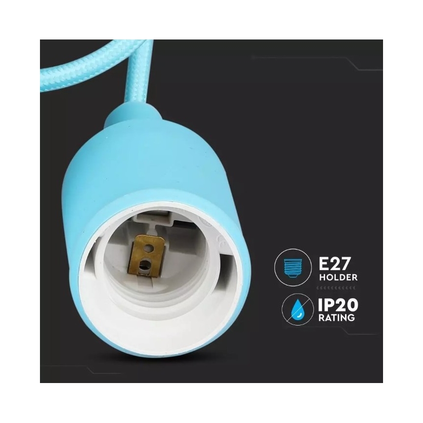 Люстра на тросе 1xE27/60W/230V голубая