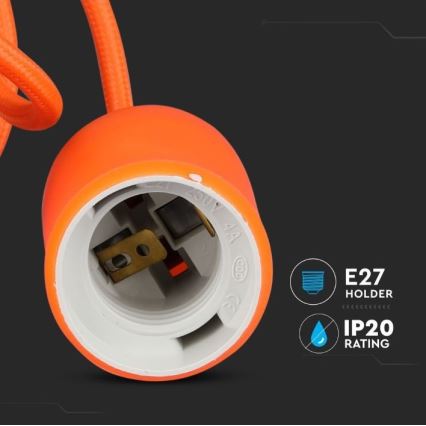 Люстра на тросе 1xE27/60W/230V оранжевая