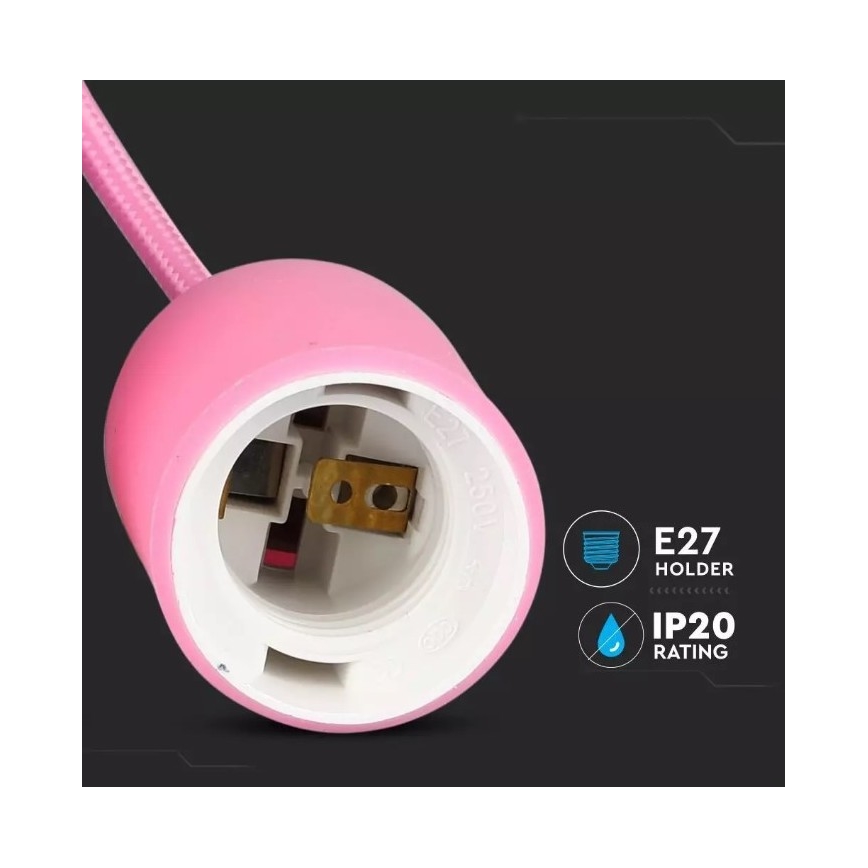 Люстра на тросе 1xE27/60W/230V розовая