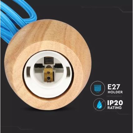 Люстра на тросе 1xE27/60W/230V синяя