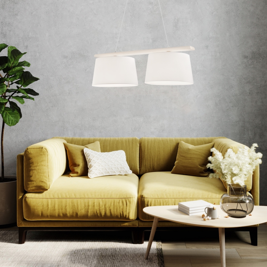 Люстра на тросе AIDA 2xE27/60W/230V, диаметр 35 см, дуб/белый