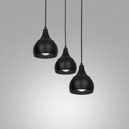 Люстра на тросе AKTAN 3xE27/60W/230V черная, круглая