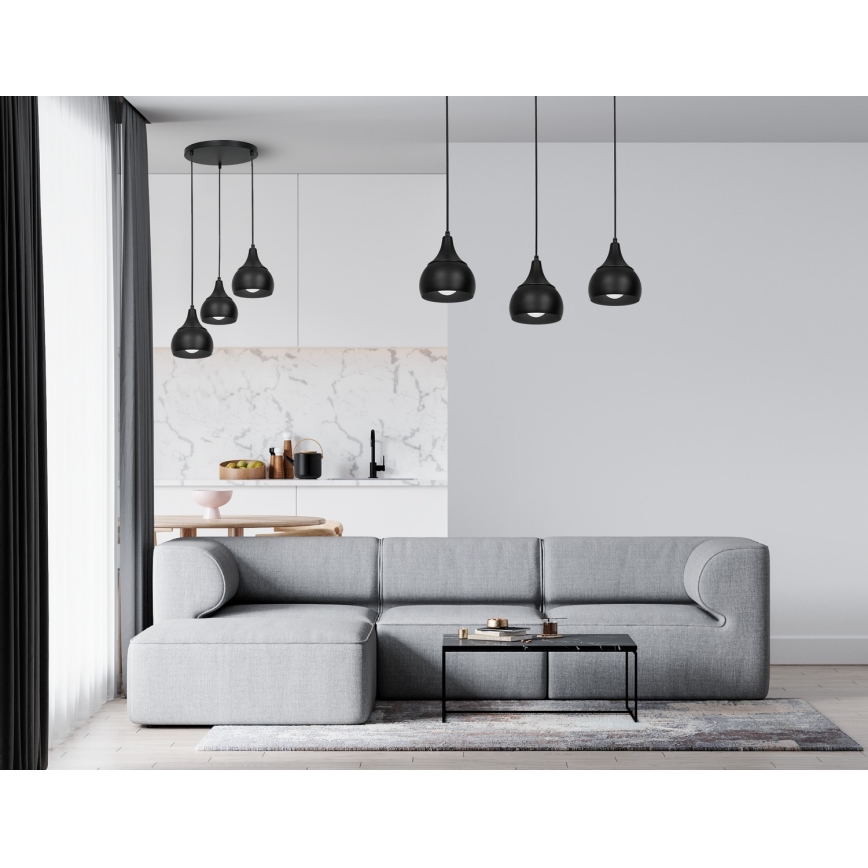 Люстра на тросе AKTAN 3xE27/60W/230V черная, круглая