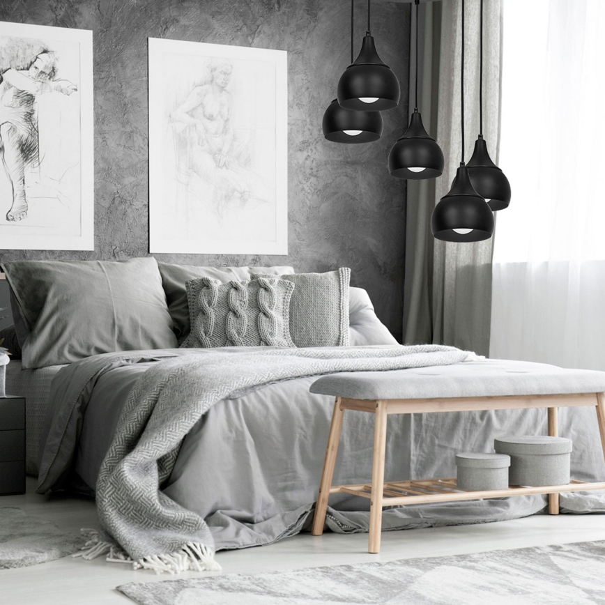 Люстра на тросе AKTAN 5xE27/60W/230V черная, круглая