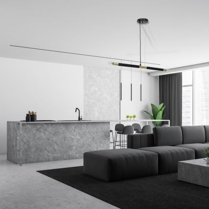 Люстра на тросе BASTONE 2xE14/40W/230V черная/золотая