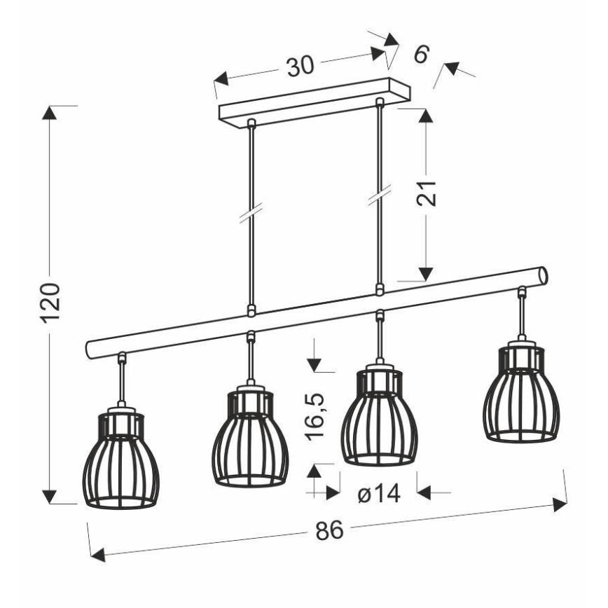 Люстра на тросе BERNITA 4xE27/60W/230V