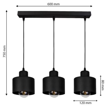 Люстра на тросе BODO 3xE27/60W/230V