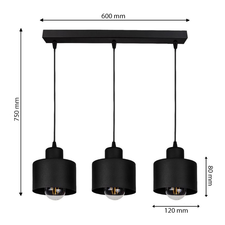 Люстра на тросе BODO 3xE27/60W/230V