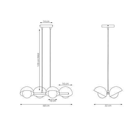 Люстра на тросе BOOM 4xG9/8W/230V оранжевая