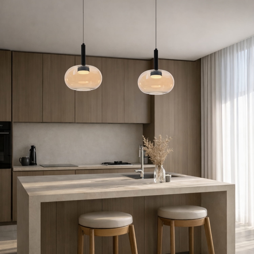 Люстра на тросе BUENO 1xGX53/9W/230V Ø 25 см дымчато‑бежевый