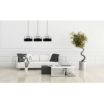 Люстра на тросе CORAL 3xE27/60W/230V черная/белая