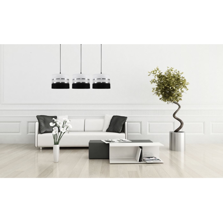 Люстра на тросе CORAL 3xE27/60W/230V черная/белая