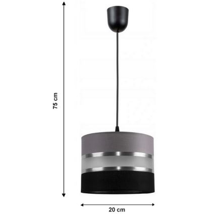Люстра на тросе CORAL S 1xE27/60W/230V черная/серая
