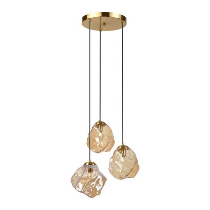 Люстра на тросе CRISTAL 3xE14/15W/230V латунь/дымчато-бежевый