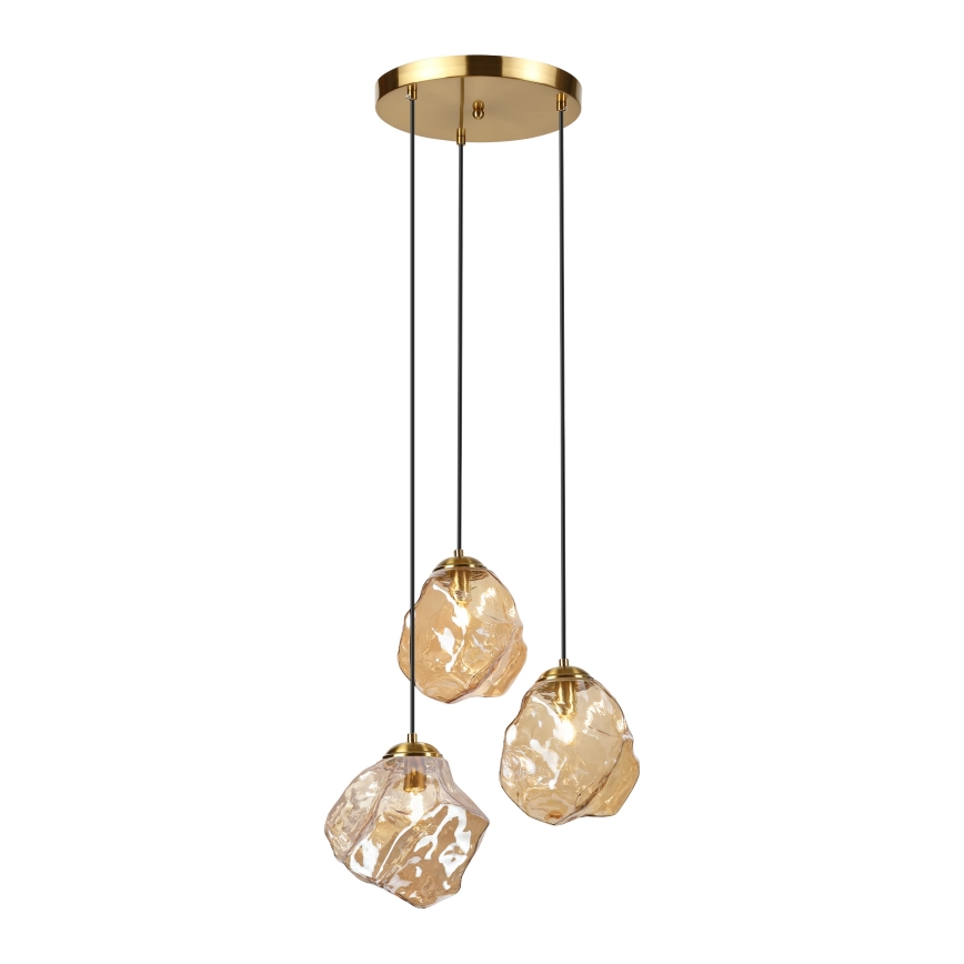 Люстра на тросе CRISTAL 3xE14/15W/230V латунь/дымчато-бежевый